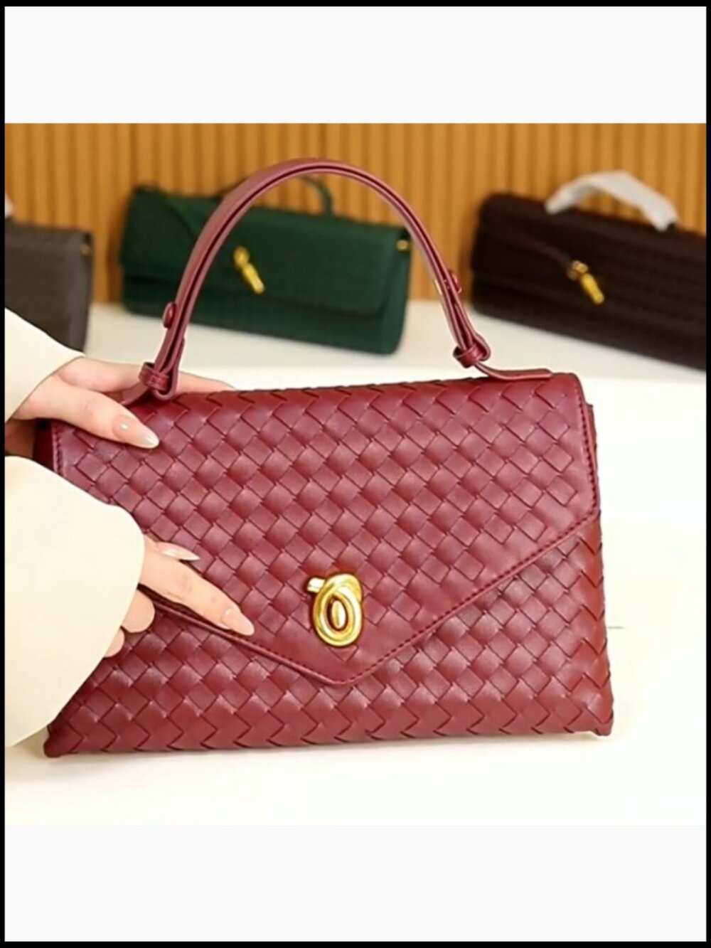 Woven Crossbody Satchel Bag Trendy Braided Top Handle Shoulder Purse Summer - Picture 7 of 7